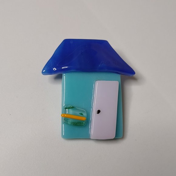 Blue And White Lizano's Glass Haus Brooch - Picture 1 of 8